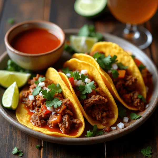 Close-up of birria taco