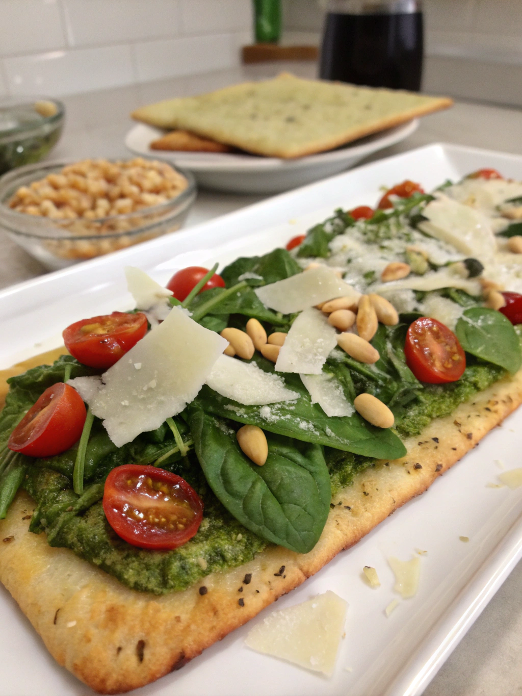 Breakfast Flatbread with Pestoingredients