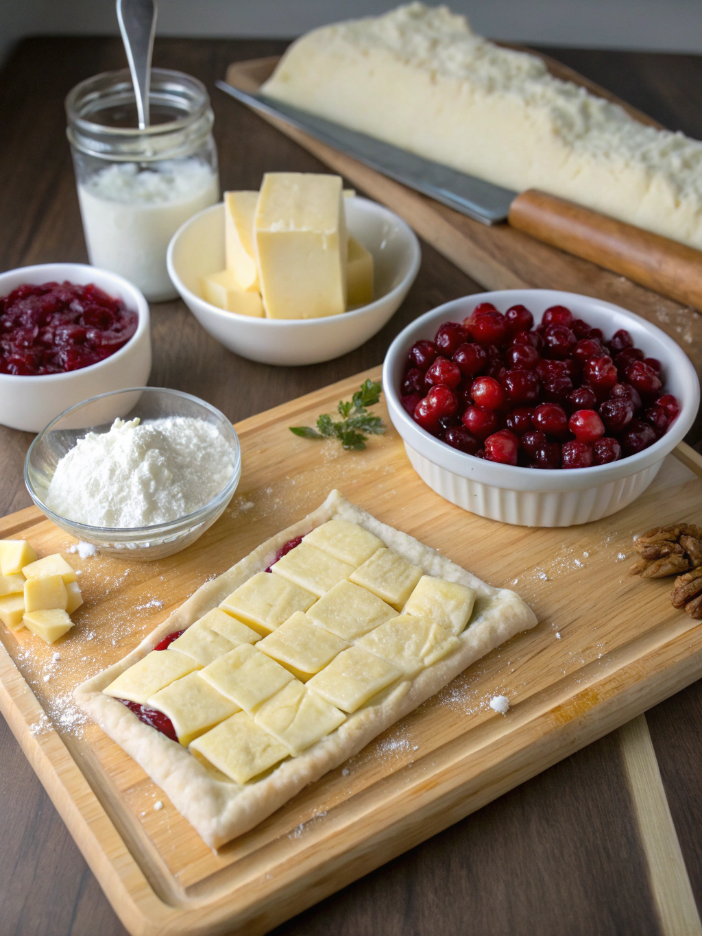Brie and Cranberry Puff Pastry Tart ingredients