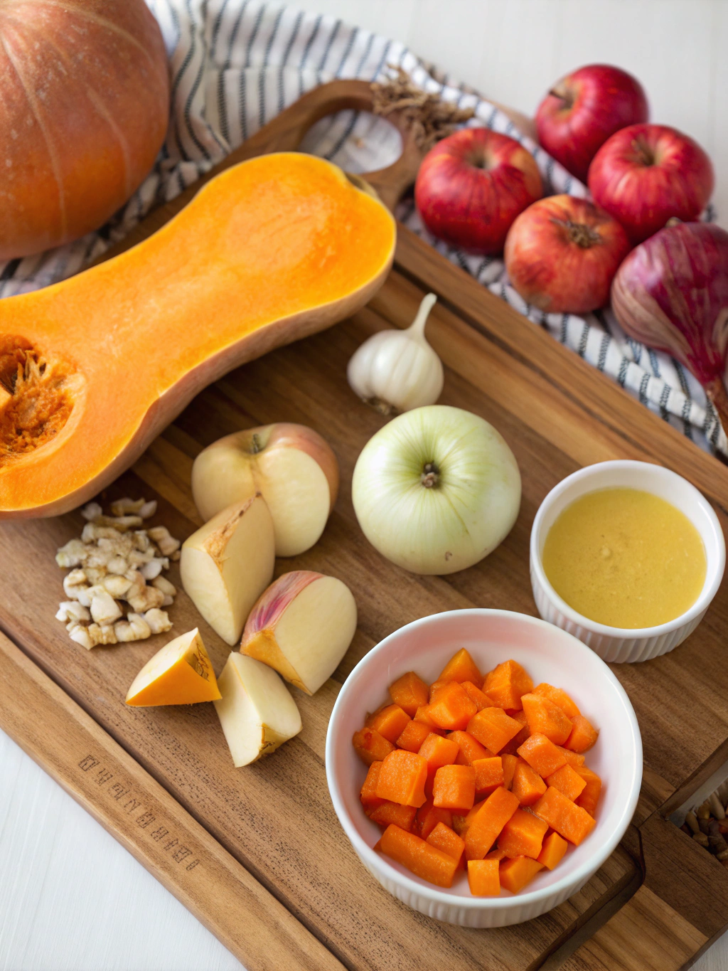 Butternut Squash and Apple Soup ingredients