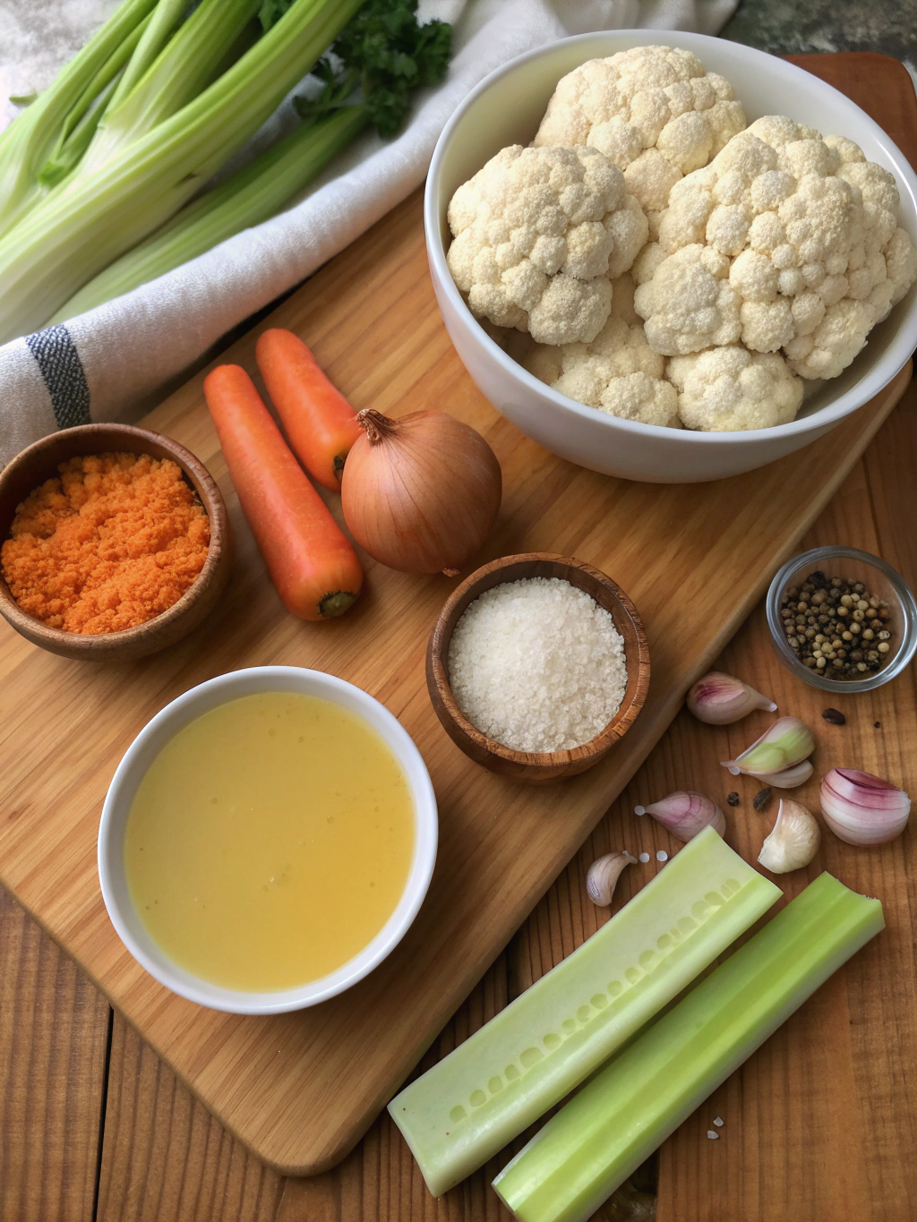 Cauliflower Cheddar Vegan Soup ingredients