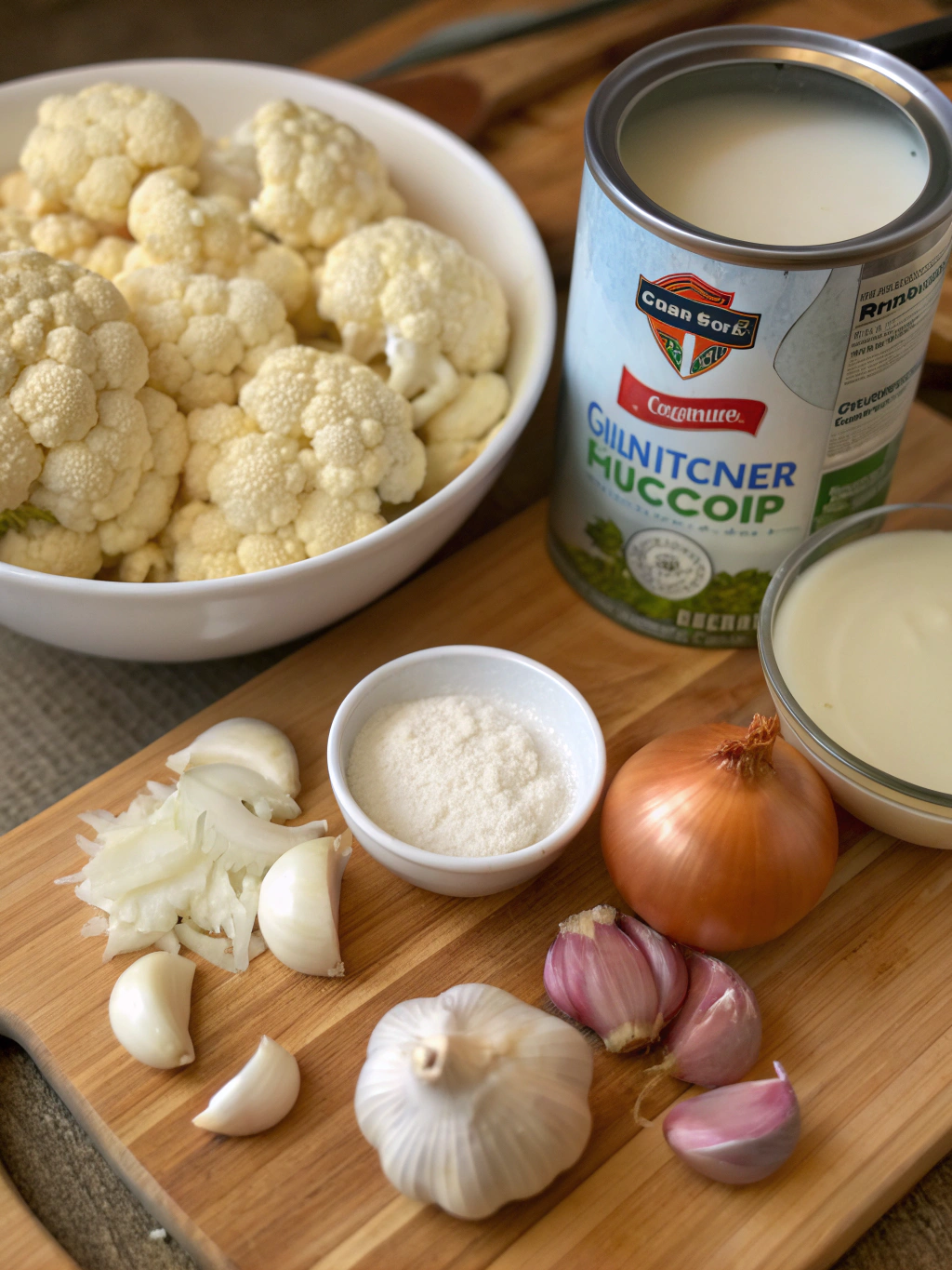 Ingredients for Creamy Cauliflower Coconut Soup