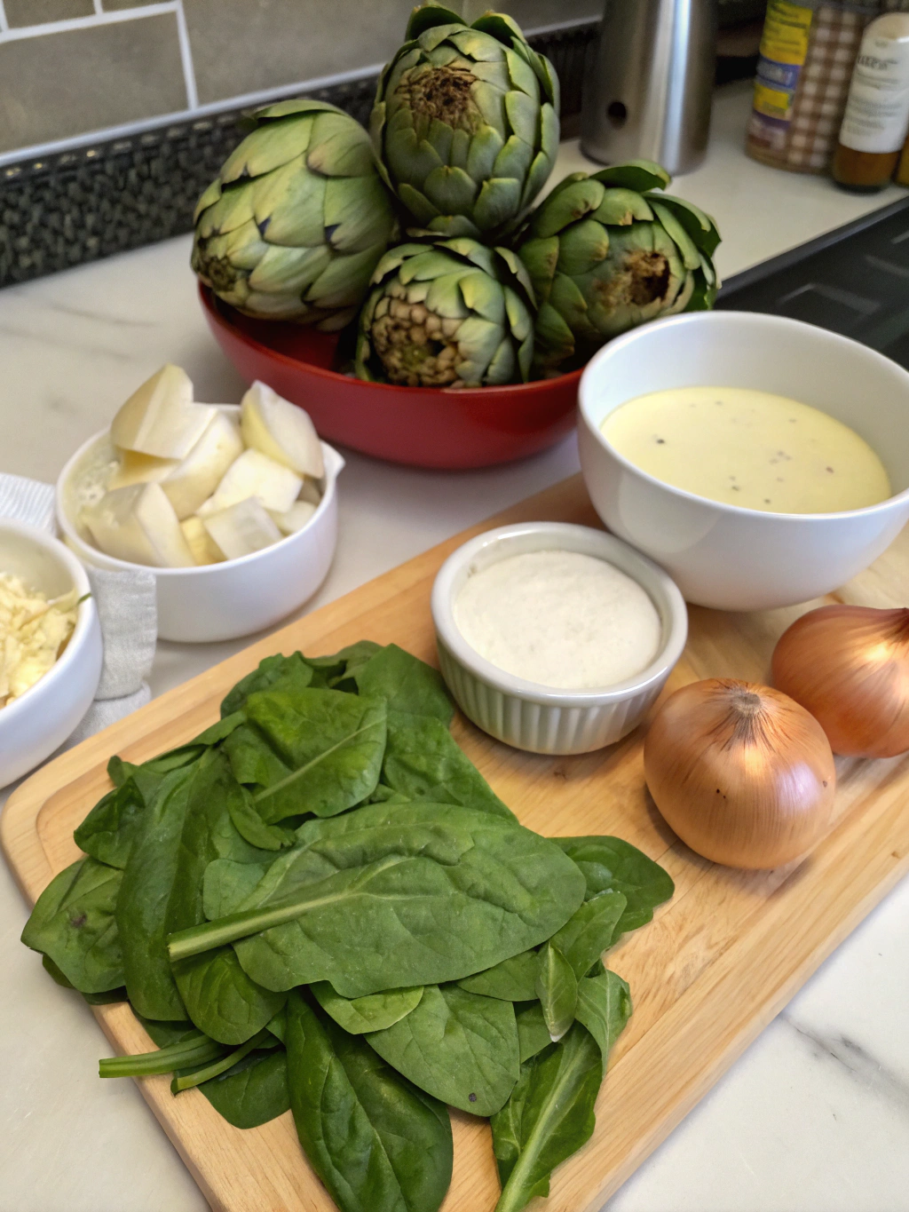 Creamy Spinach & Artichoke Soup ingredients