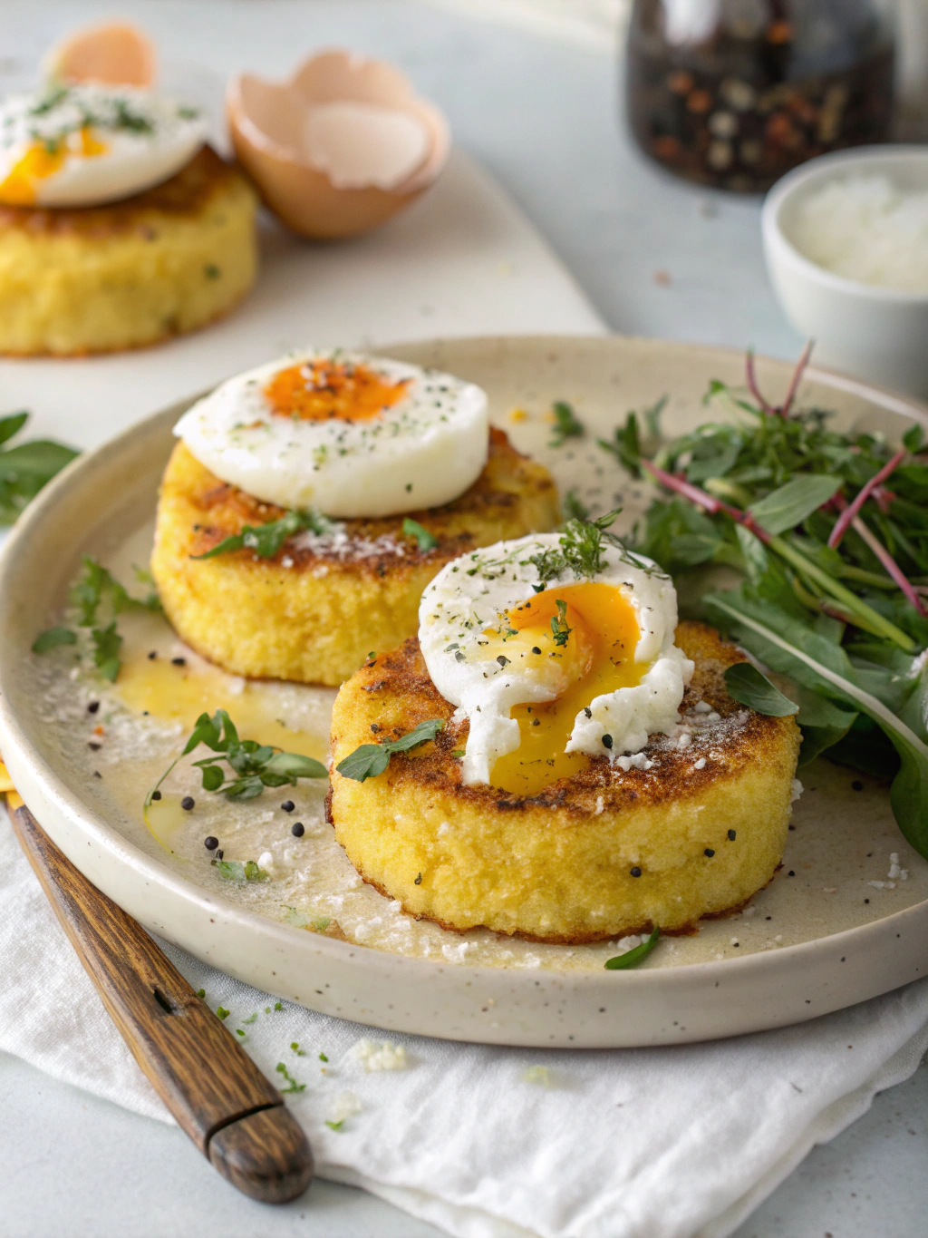 Crispy Polenta Cakes with Eggs ingredients