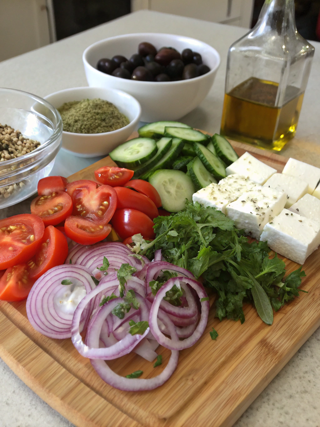 Greek salad for lunch ingredients