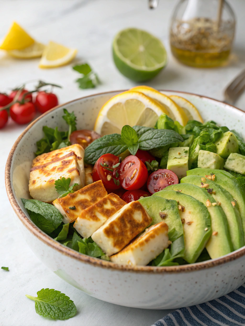 Halloumi Avocado Bowl ingredients