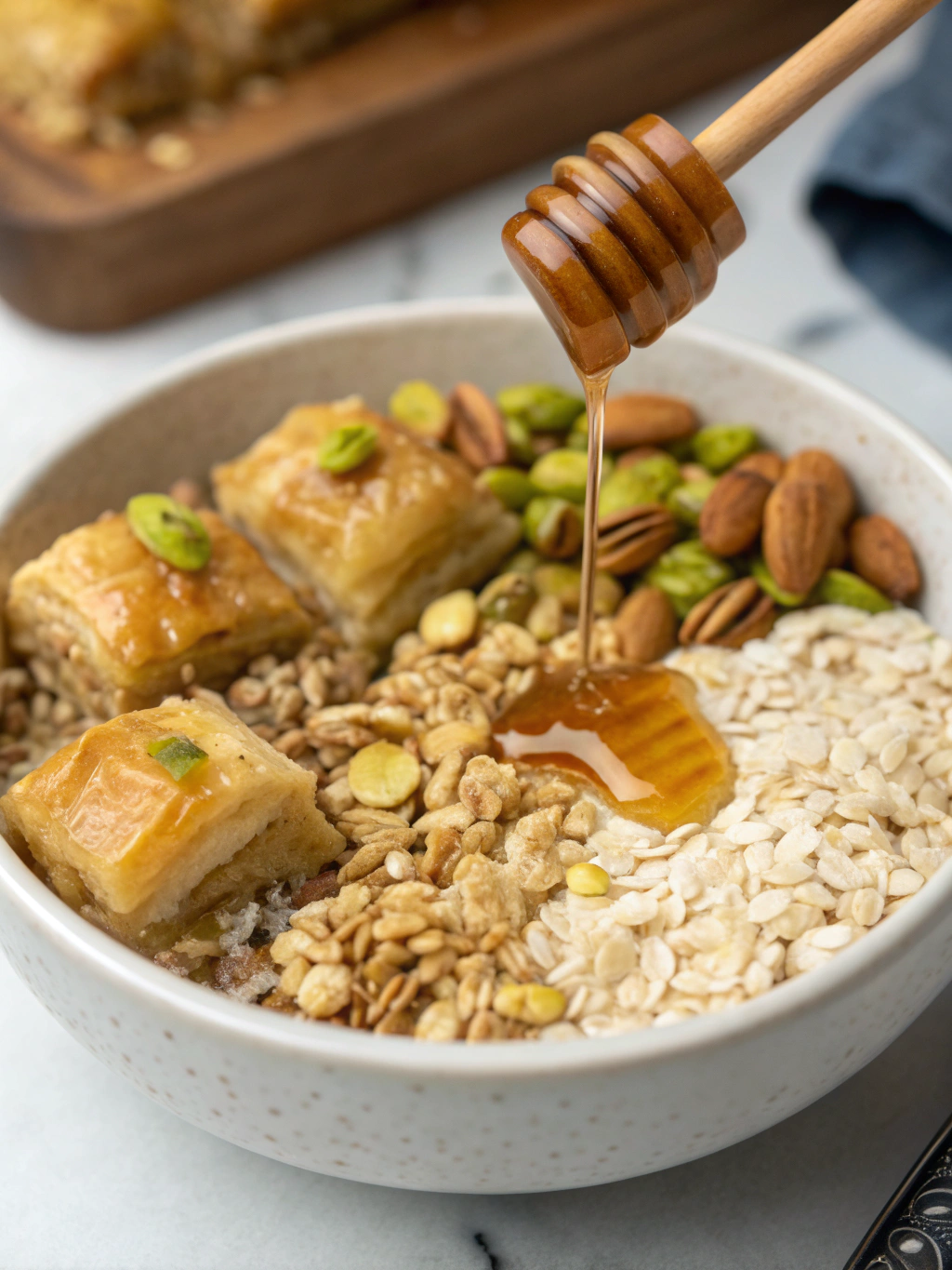 Honey Pistachio Baklava Oatmeal ingredients