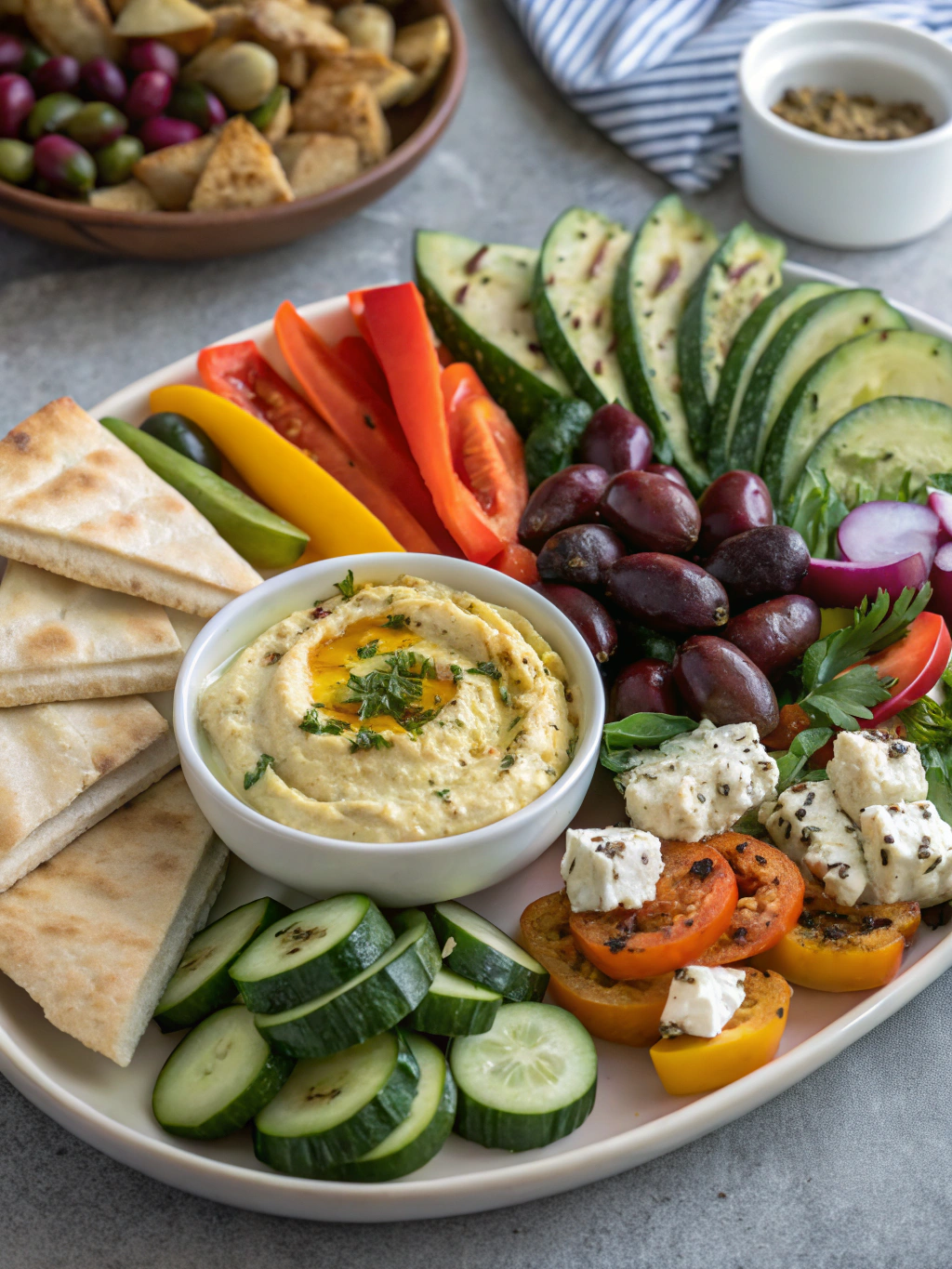 Mediterranean Mezze Brunch Plate ingredients