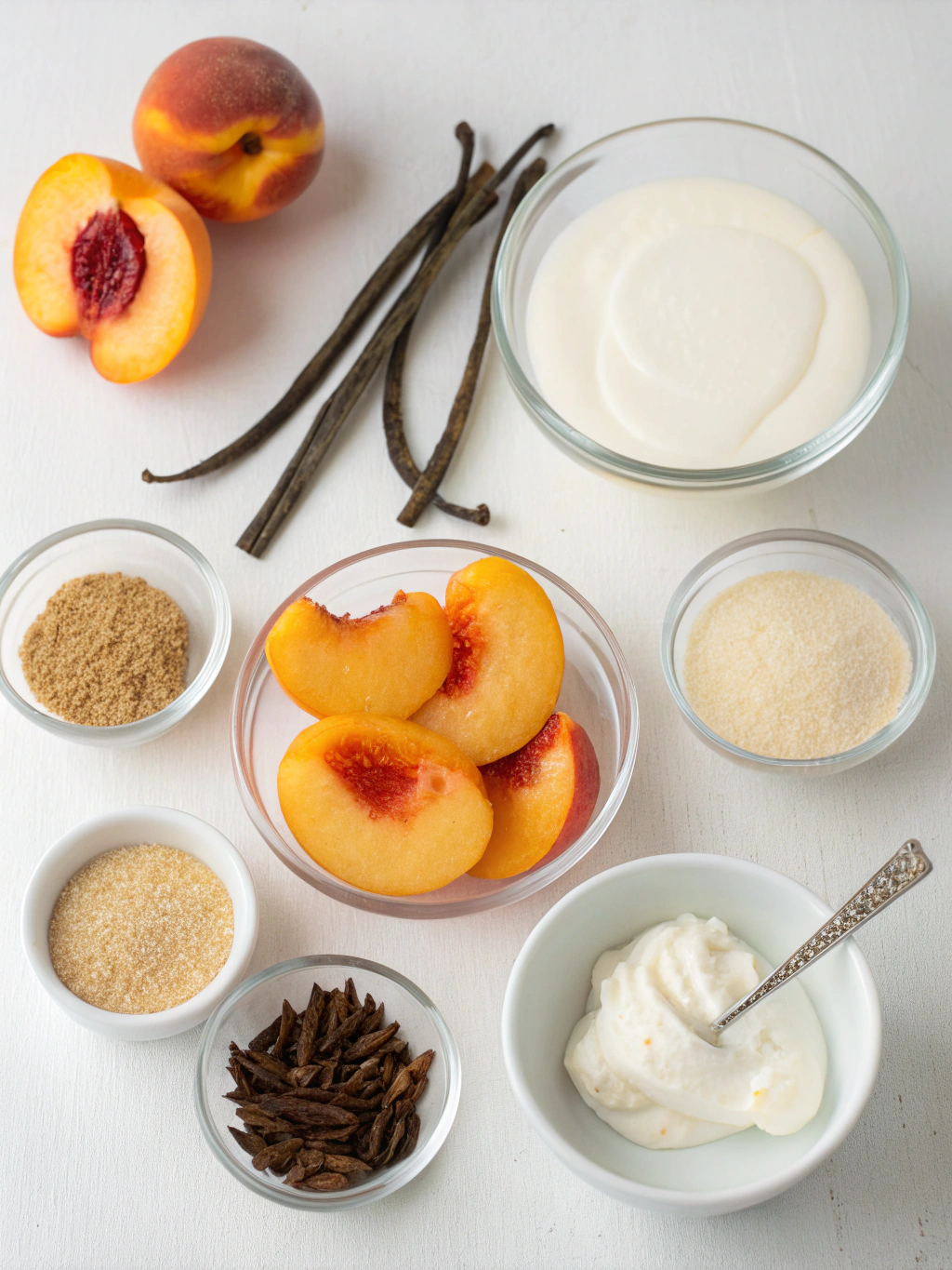 Peach and Vanilla Panna Cotta ingredients