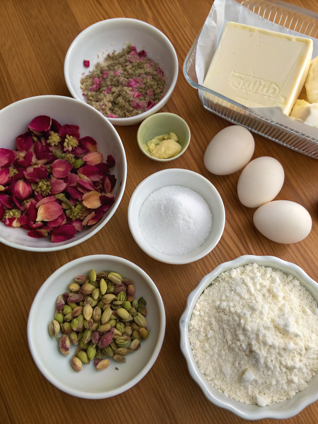 Pistachio Rose Petit Fours ingredients