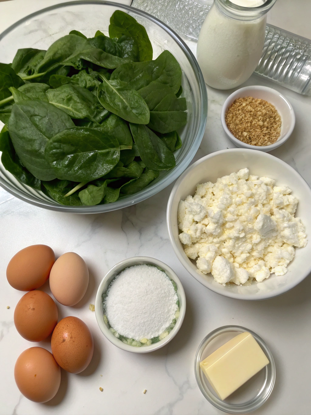 Spinach and Feta Quiche ingredients