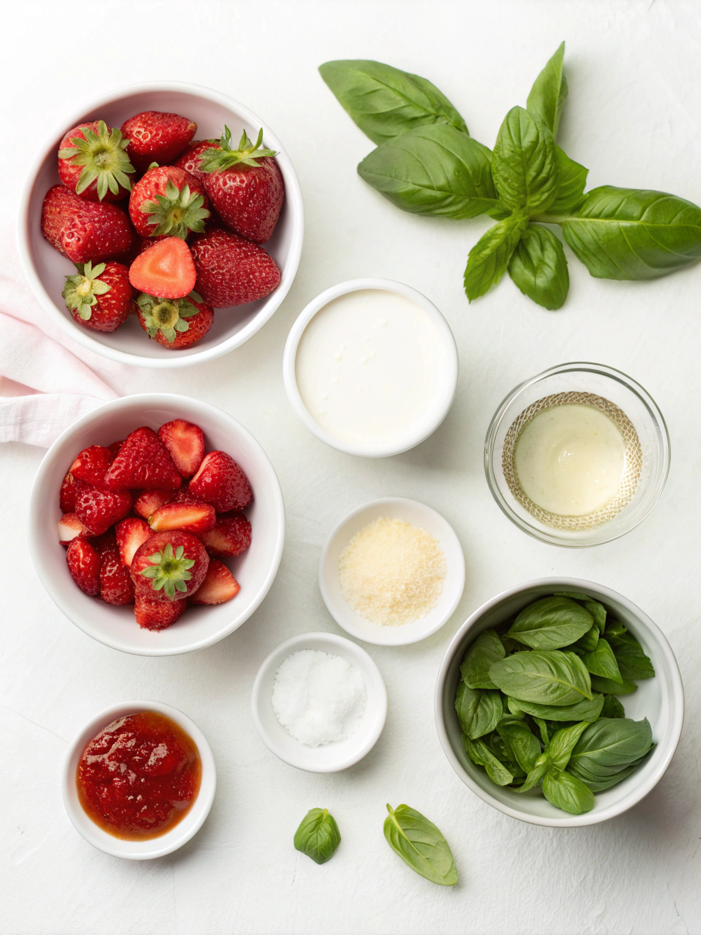 Strawberry Basil Panna Cotta ingredients