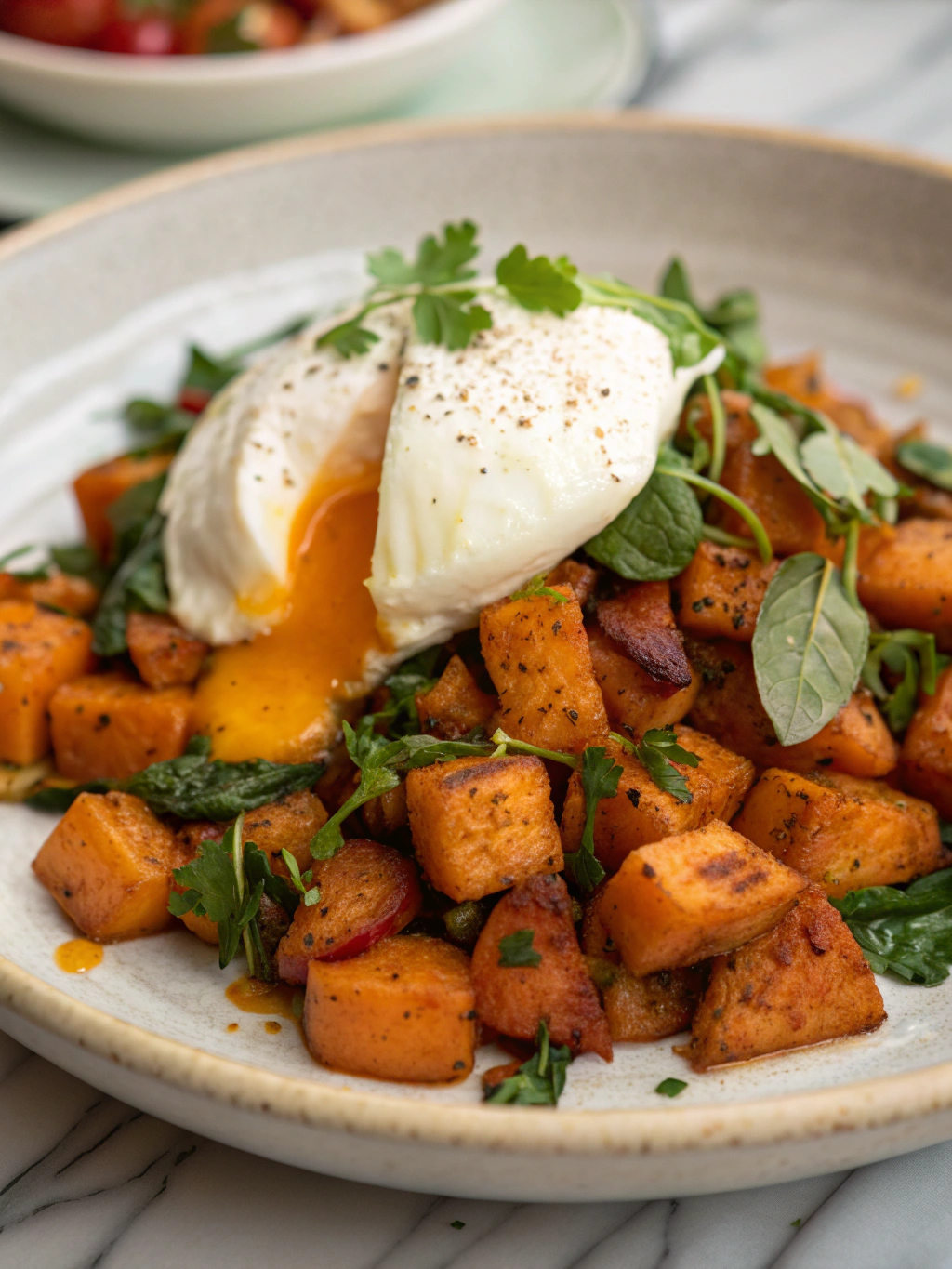Sweet Potato Hash with Poached Eggingredients