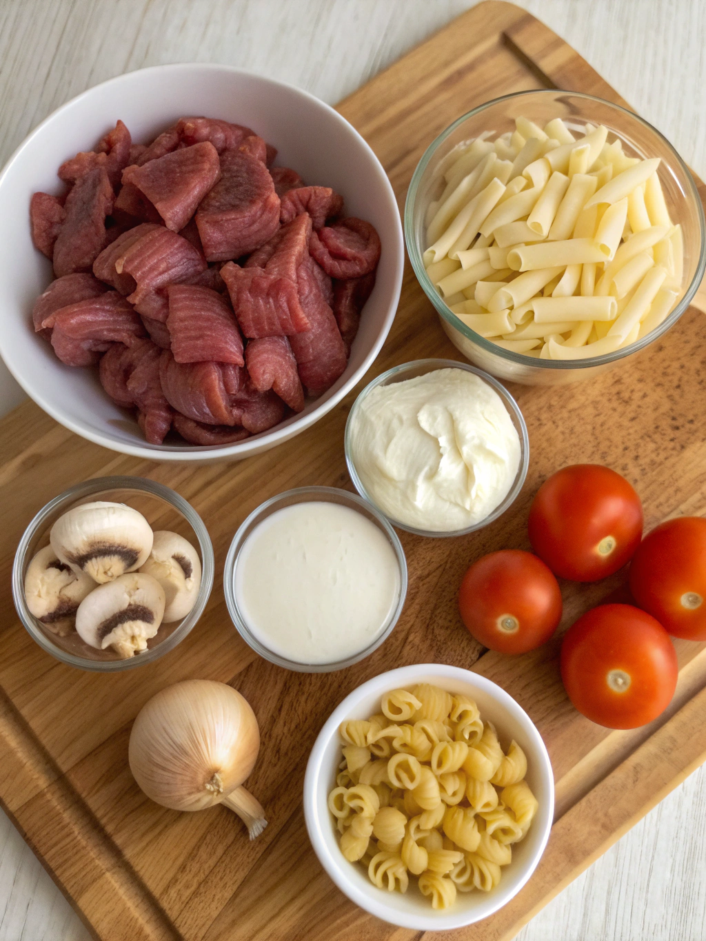 Thermomix Beef Stroganoff ingredients