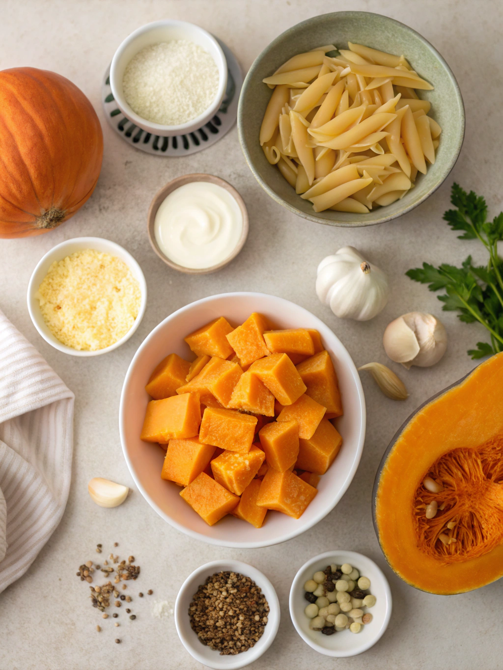 Thermomix Creamy Pumpkin Pasta Ingredients