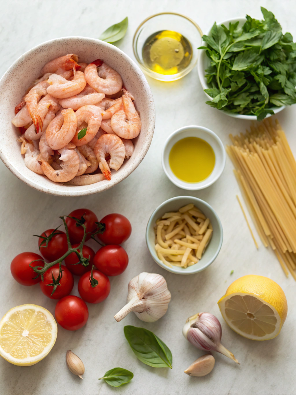 Thermomix Garlic Shrimp Pasta ingredients