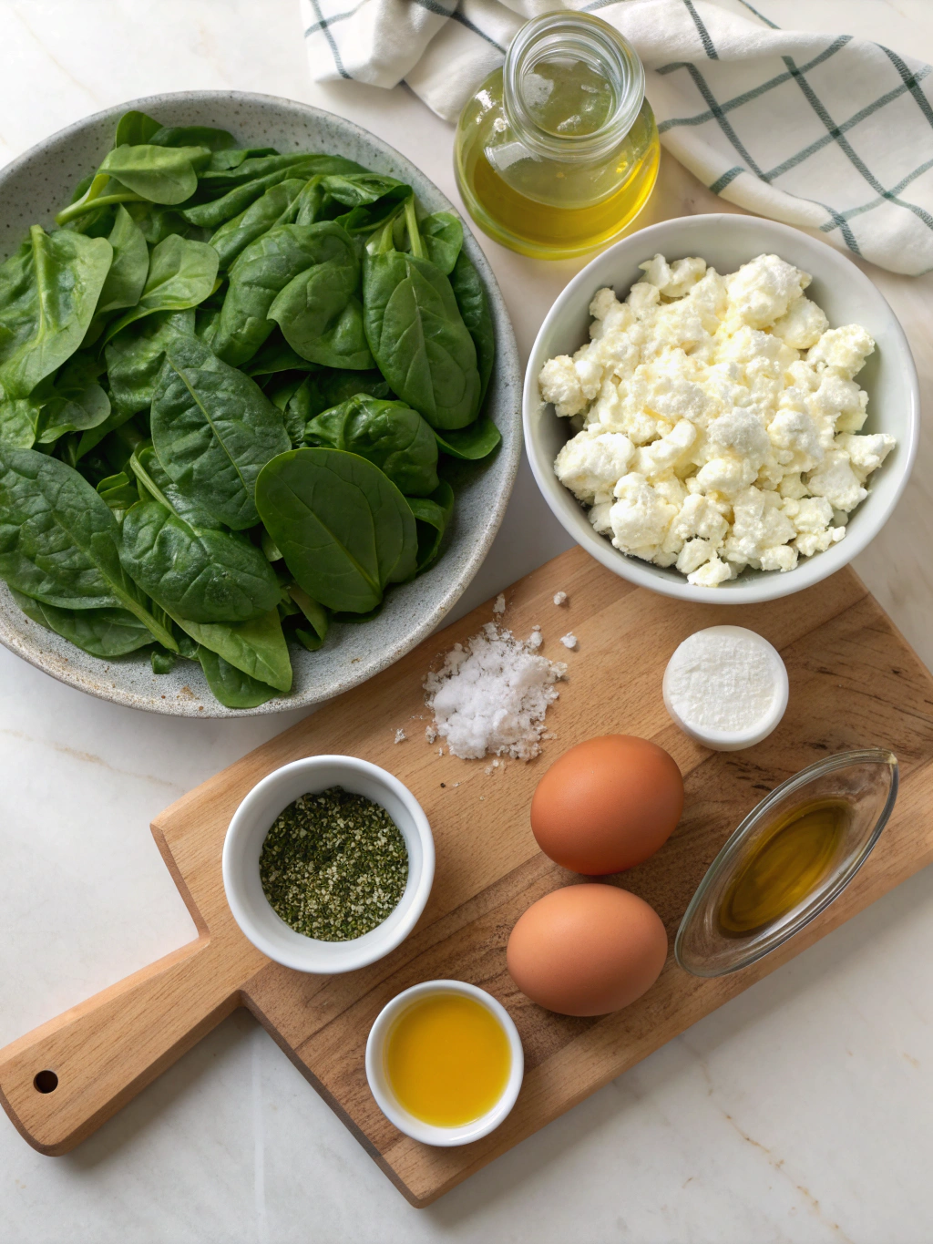 Ingredients for Thermomix Spinach Feta Omelette