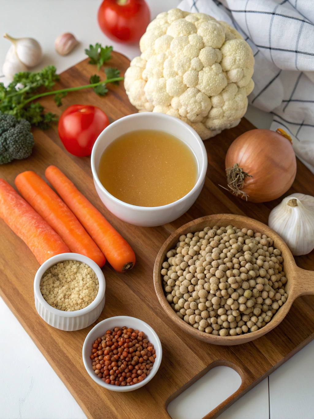 Vegan Lentil Cauliflower Soup ingredients