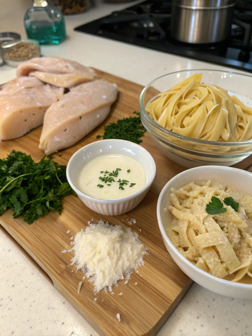 Chicken Alfredo Lunch Ingredients