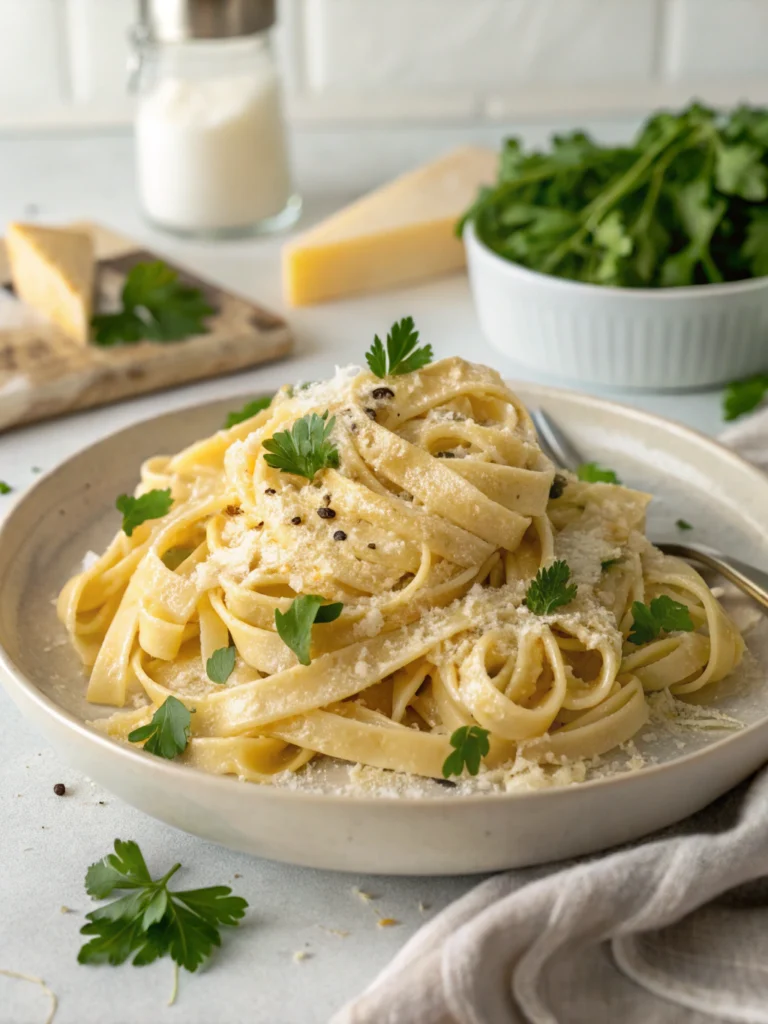fettuccine alfredo Italian lunch recipe