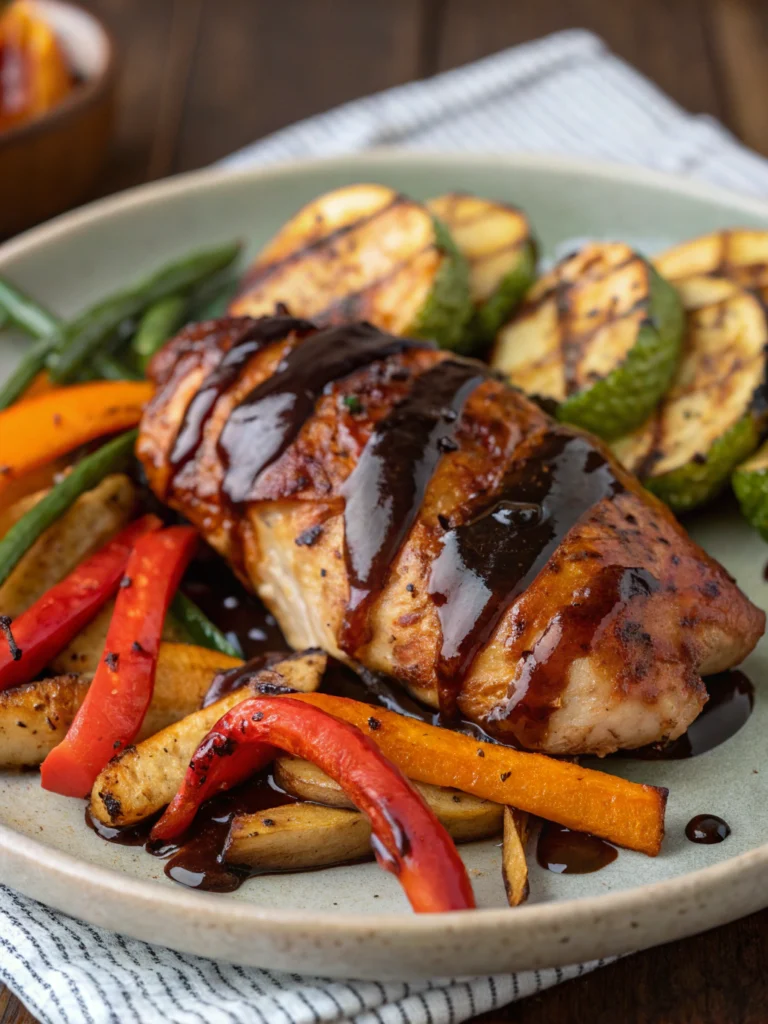 Balsamic Glazed Chicken with Roasted Vegetables Balsamic Glazed Chicken with Roasted Vegetables