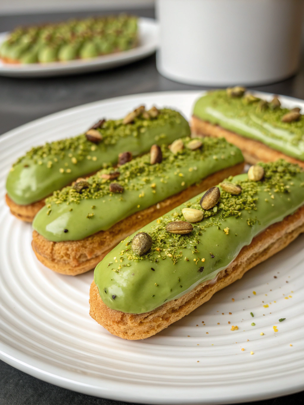 Matcha Pistachio Eclairs