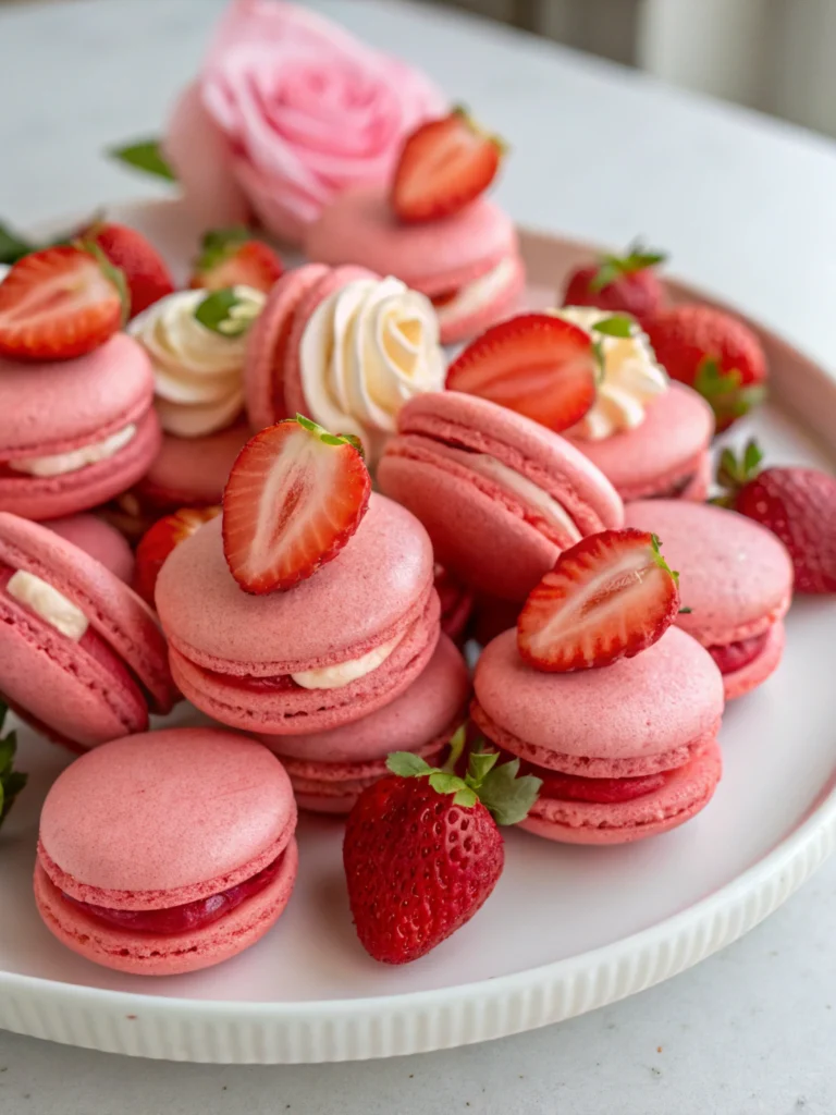 Strawberry Rose Macarons Strawberry Rose Macarons