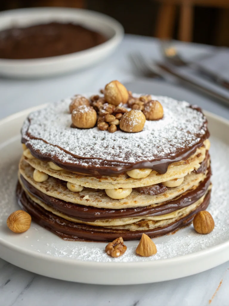 Chocolate Hazelnut Mille Crepe Cake Chocolate Hazelnut Mille Crepe Cake