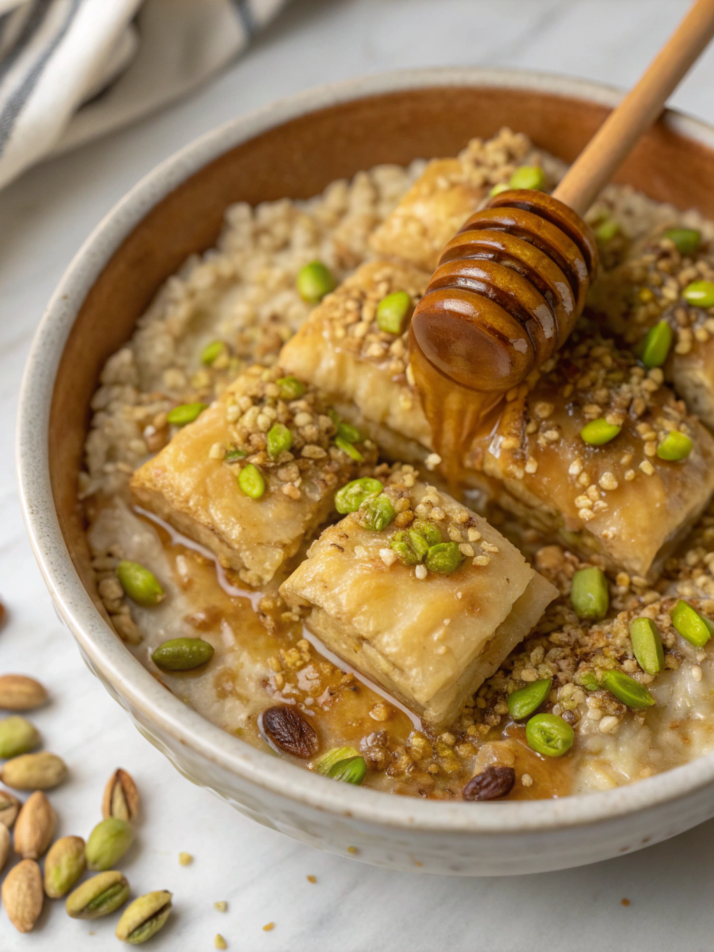Honey Pistachio Baklava Oatmeal