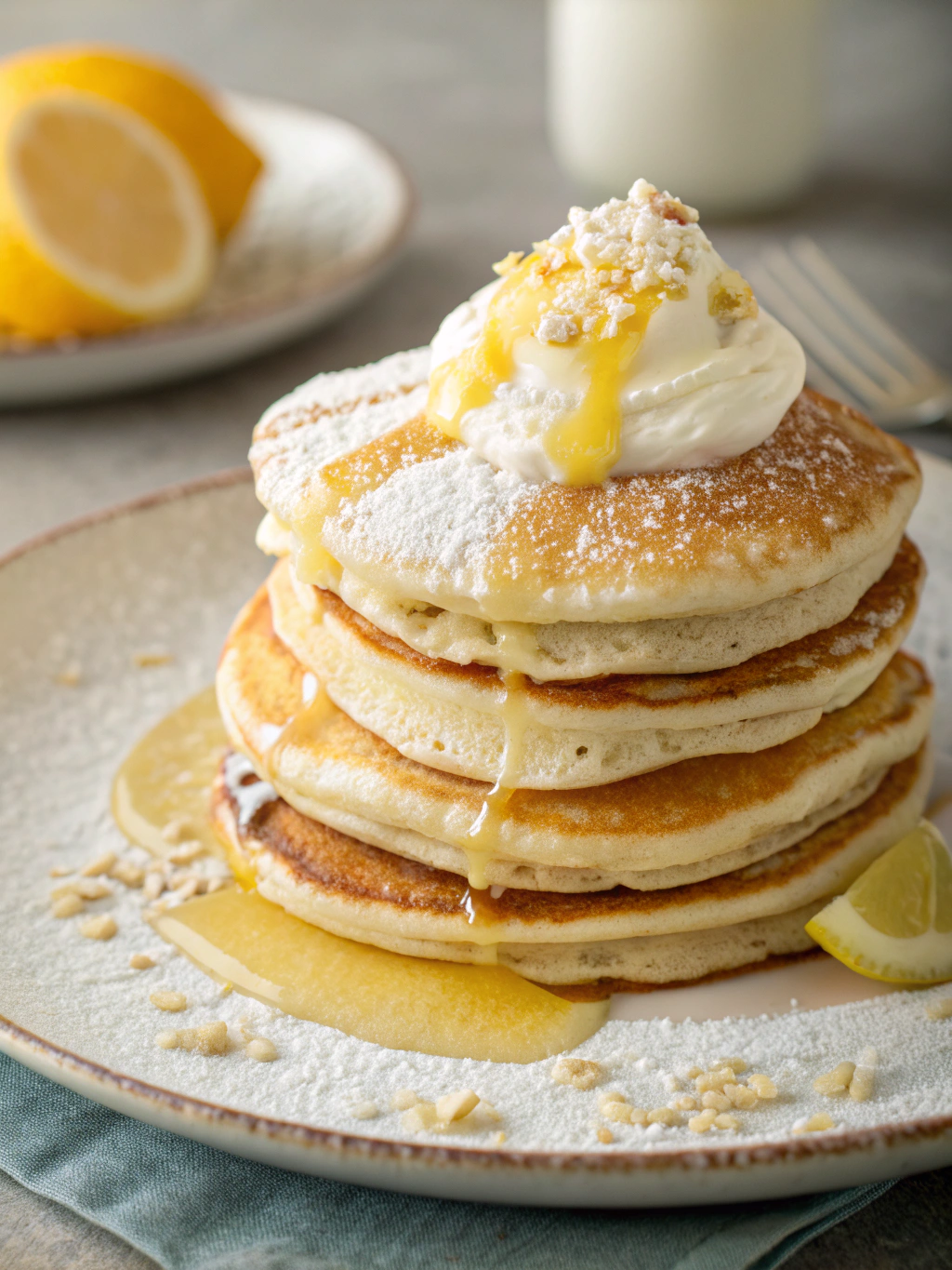 Pancake Stack with Lemon Cream