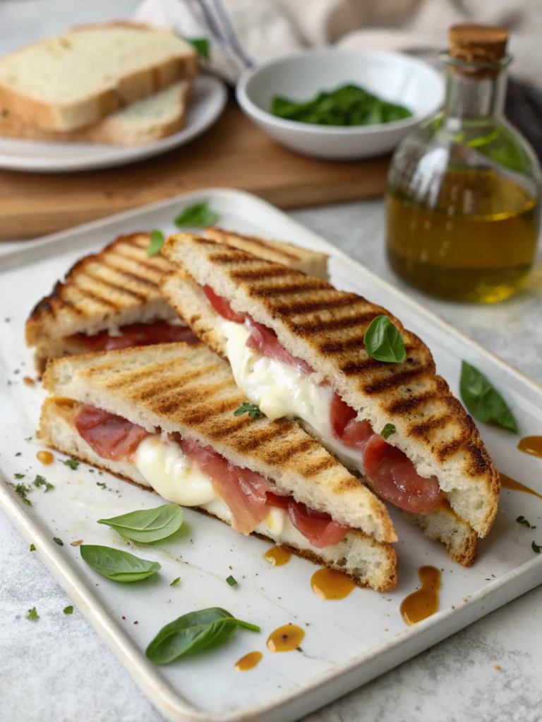 Prosciutto and Mozzarella Panini Prosciutto and Mozzarella Panini