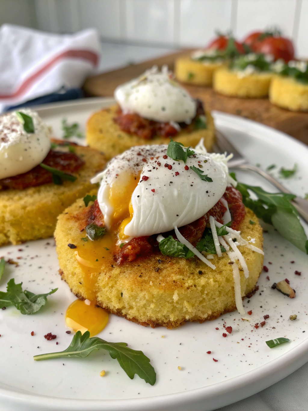 Crispy Polenta Cakes with Eggs