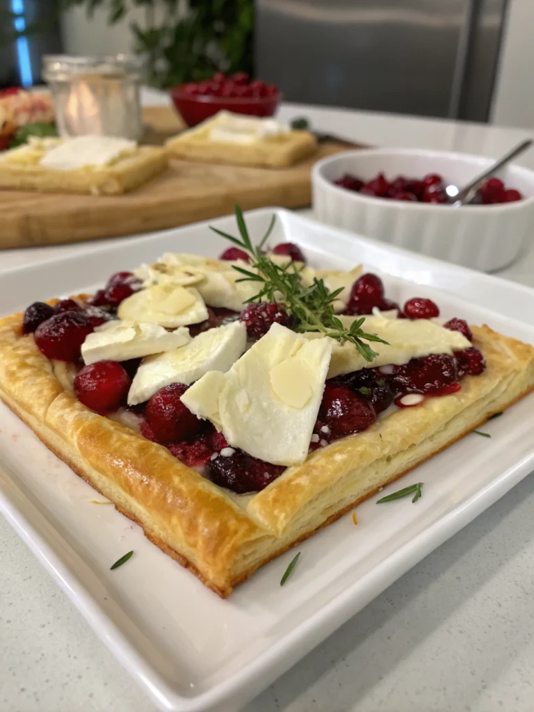 Brie and Cranberry Puff Pastry Tart
