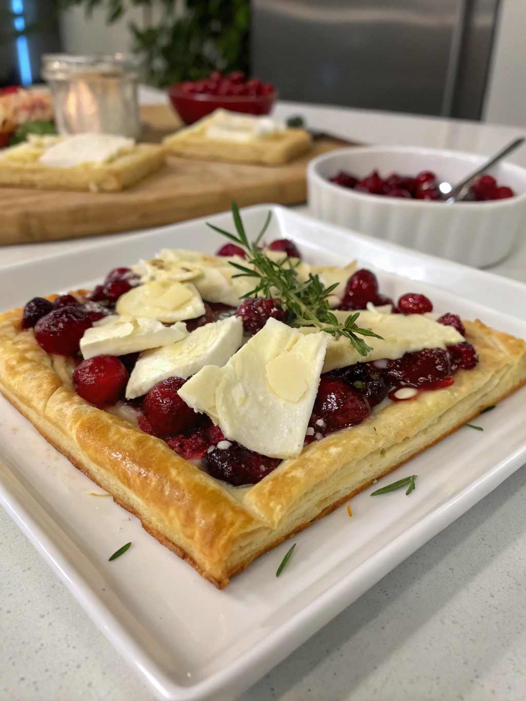 Brie and Cranberry Puff Pastry Tart