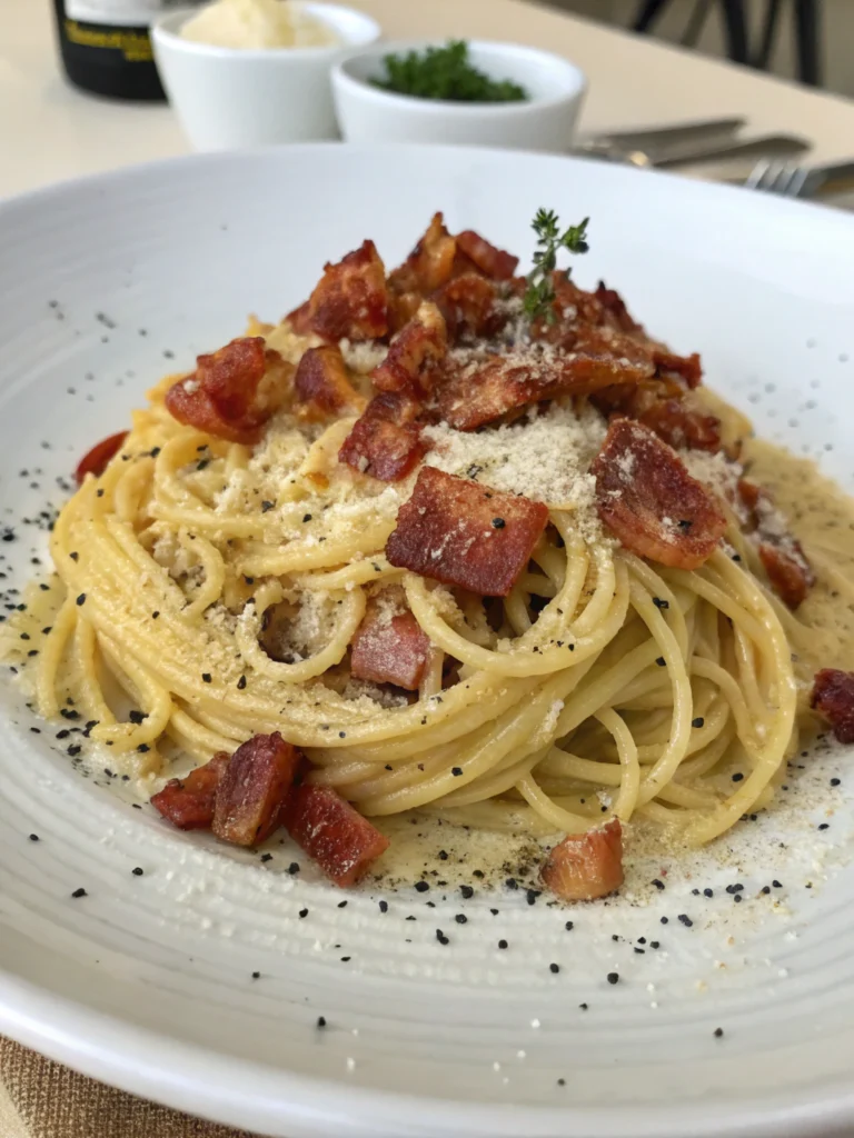 Spaghetti Carbonara with Crispy Pancetta Spaghetti Carbonara with Crispy Pancetta
