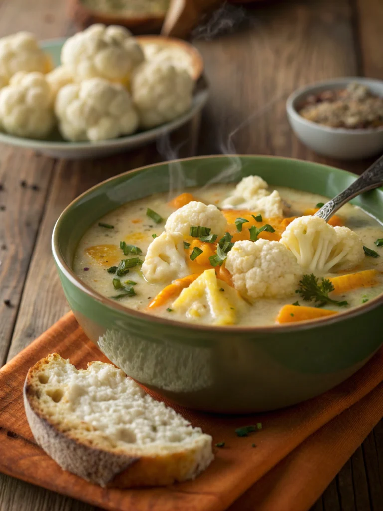Cauliflower Cheddar Vegan Soup