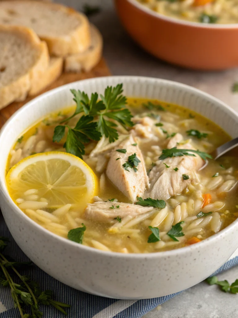 Lemon Chicken Orzo Soup
