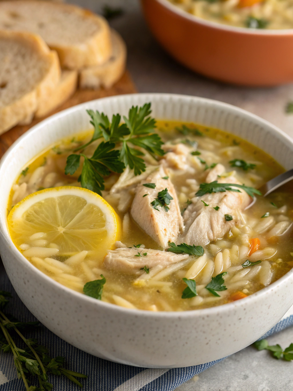 Lemon Chicken Orzo Soup