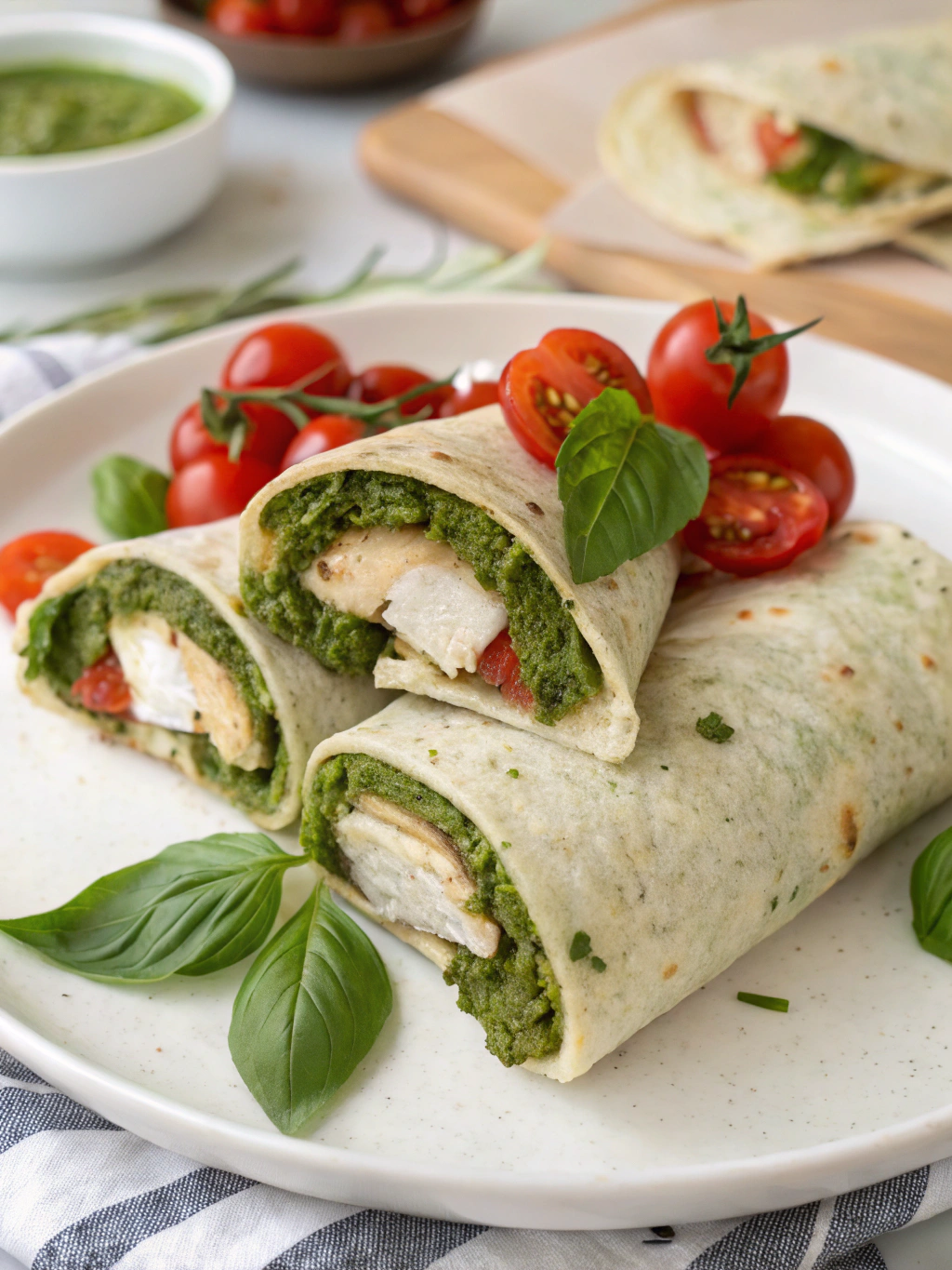 Thermomix Pesto Chicken Wraps