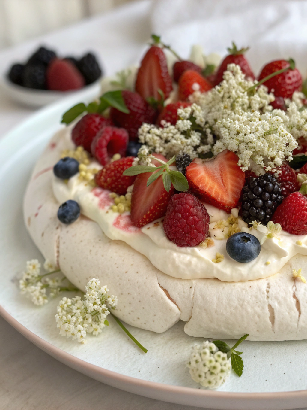 Berry Pavlova with Elderflower