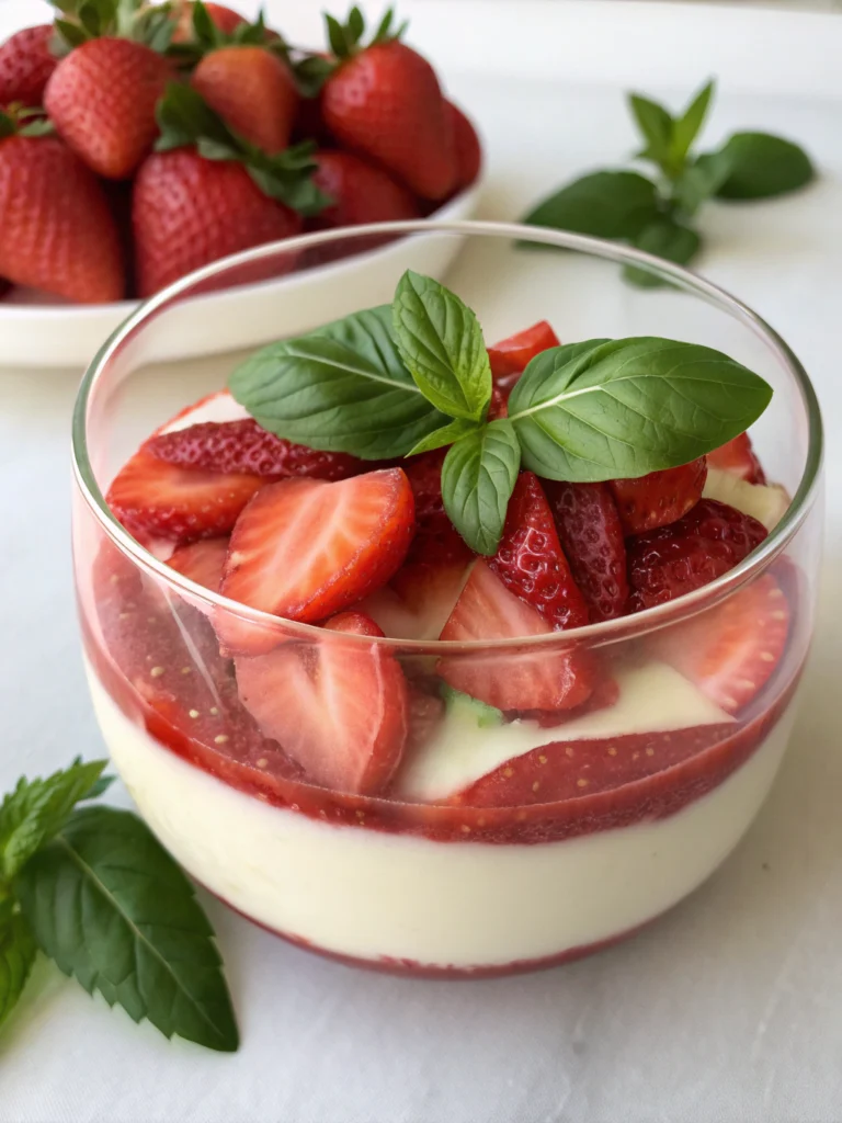 Strawberry Basil Panna Cotta Strawberry Basil Panna Cotta