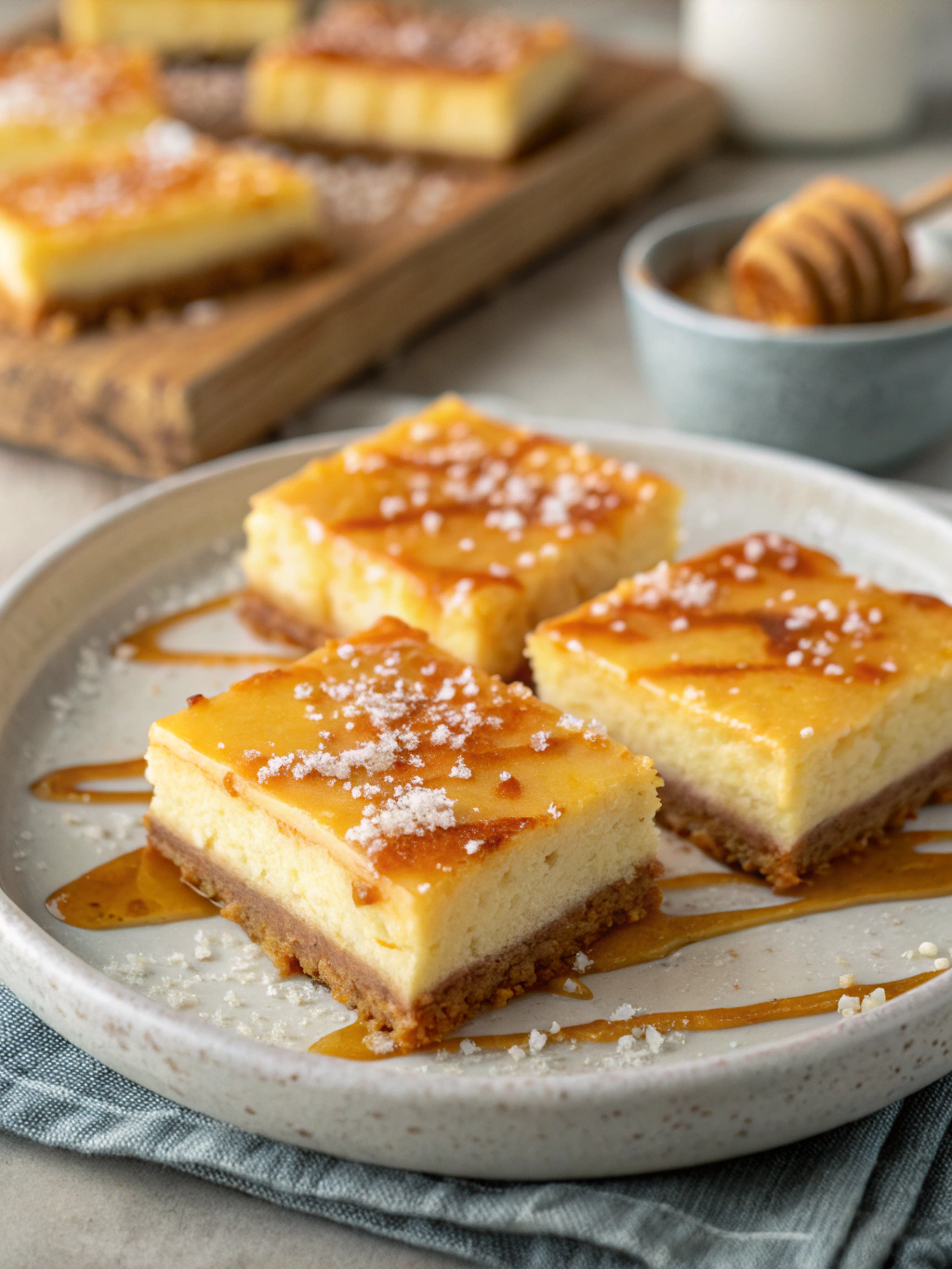 Salted Honey Cheesecake Bars