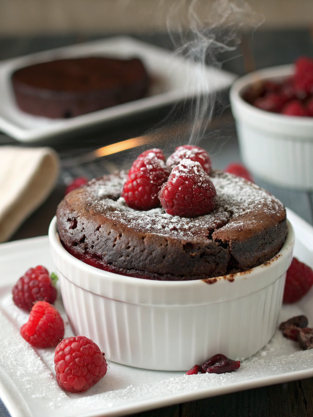 Dark Chocolate Raspberry Soufflé