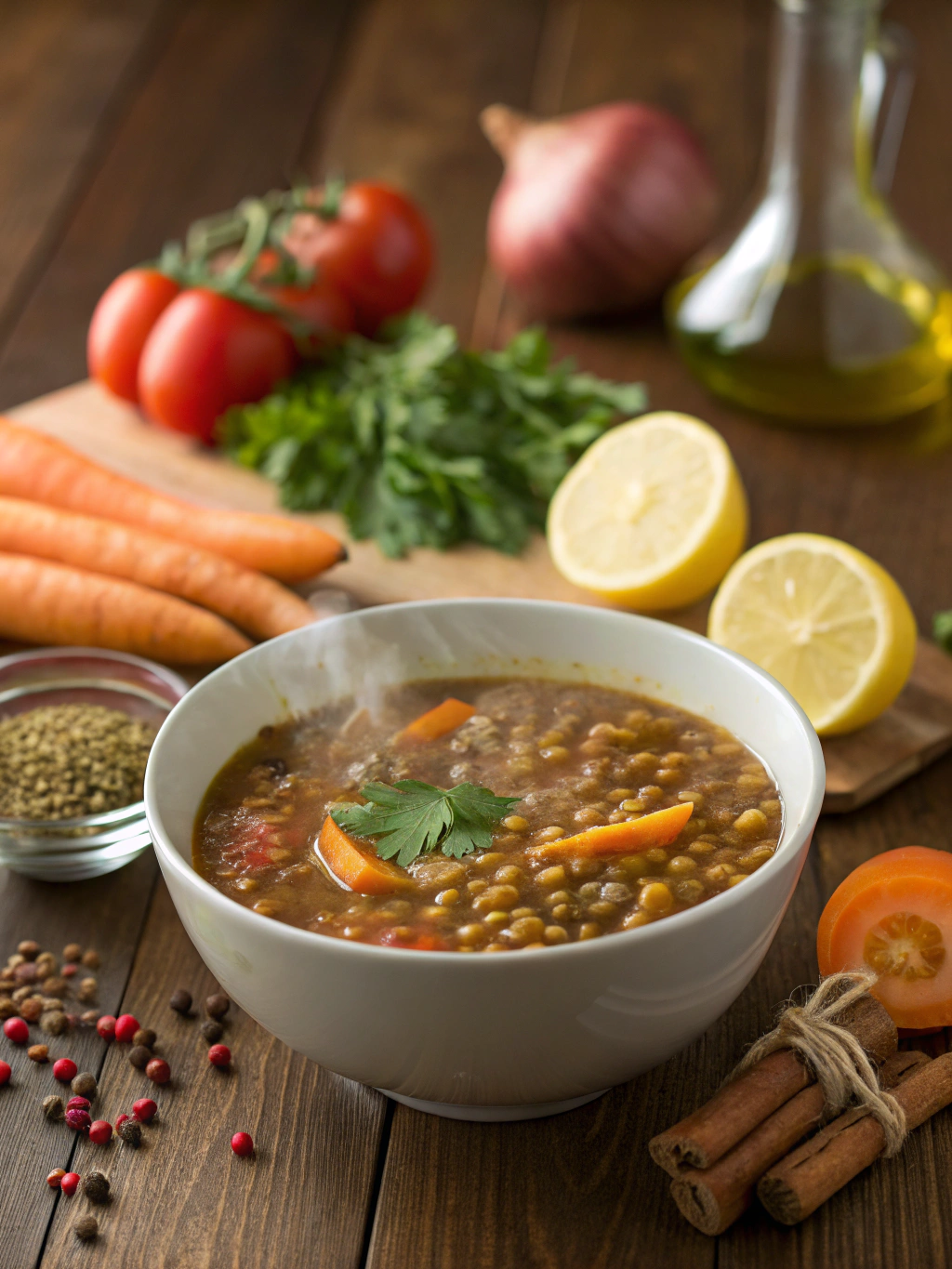 Lentil soup ingredients