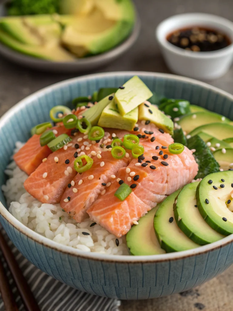 salmon bowl for lunch