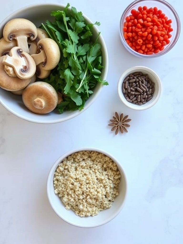 Creamy Mushroom Quinoa Bowl ingredients
