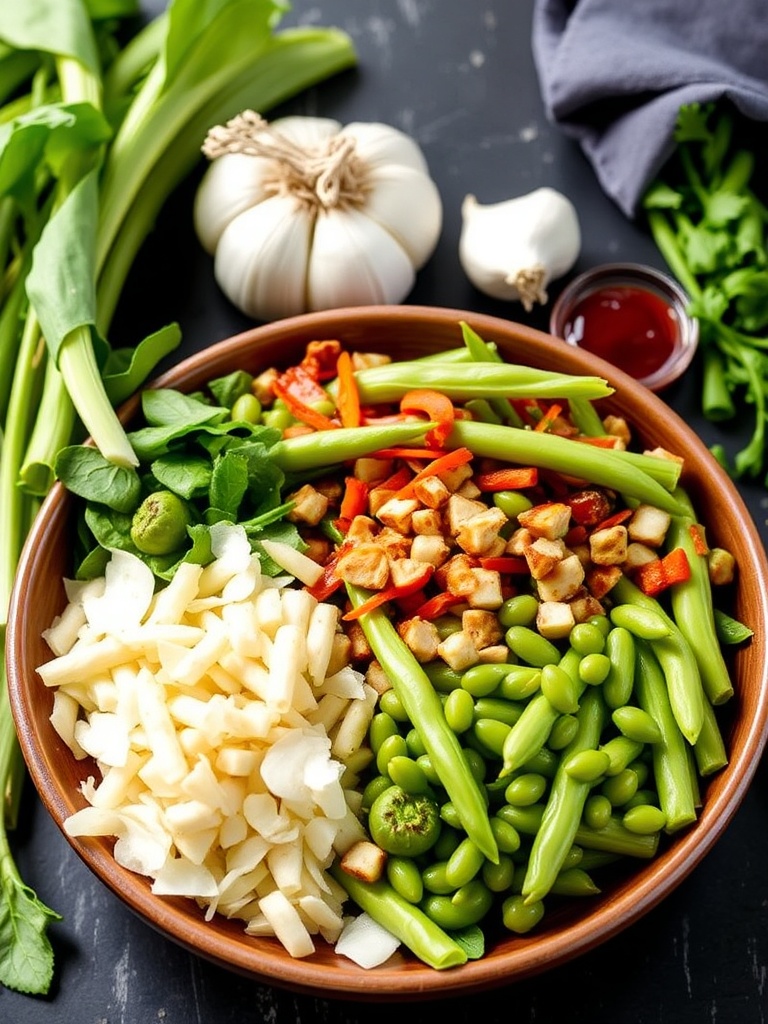 Spicy Garlic Edamame Bowl ingredients