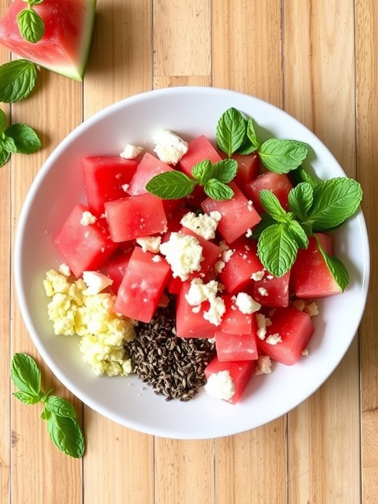 Watermelon Feta Mint Salad ingredients