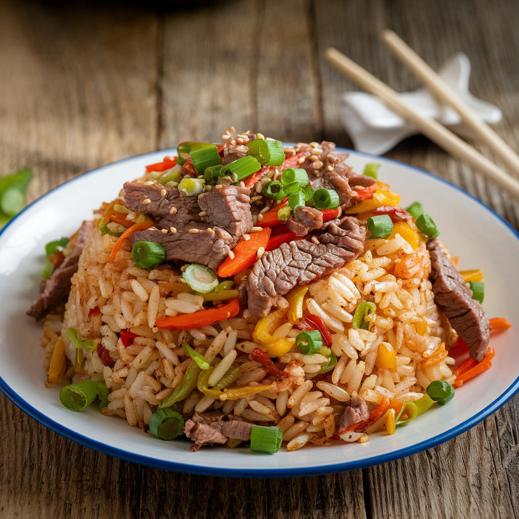beef and vegetables fried rice