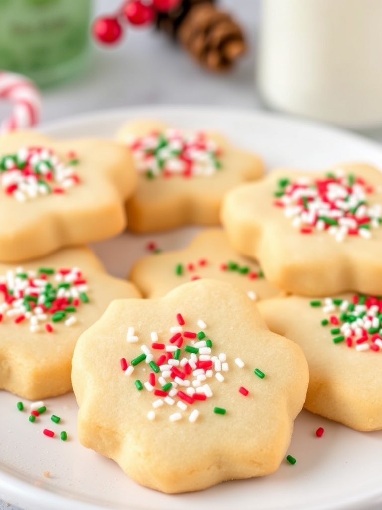 Shortbread Christmas Cookies with Sprinkles